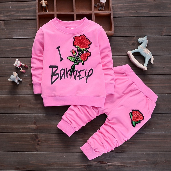 Baby Girl Letter Print Long-sleeve Top and Solid Pants