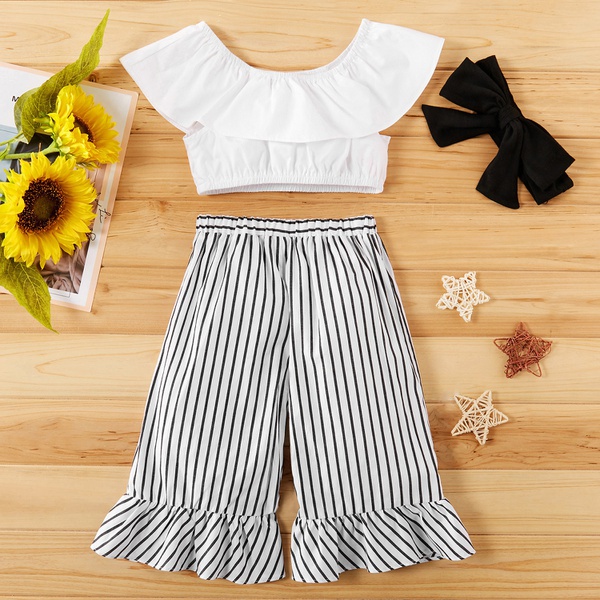 Baby / Toddler Flounced Collar Top and Striped Pants Set