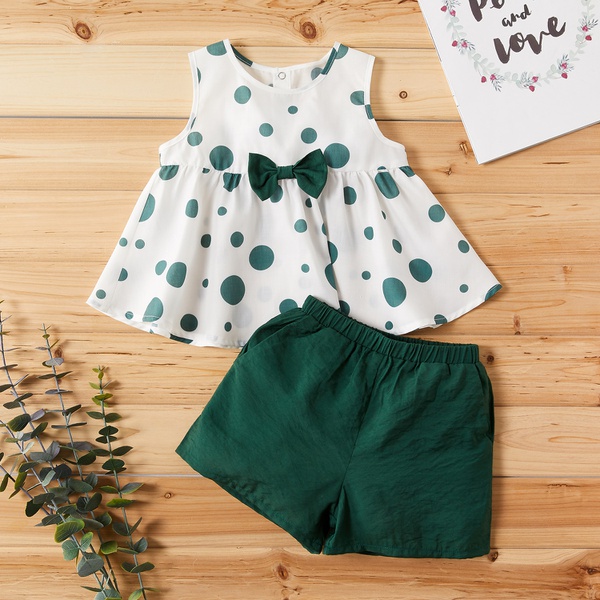 Baby / Toddler Polka Dots Sleeveless Top and Shorts Set