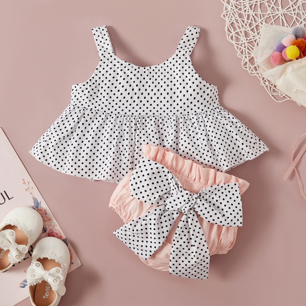 3-piece Dotted Slip Top and Shorts Set