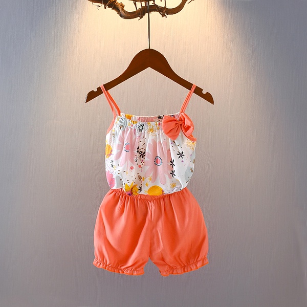 2-piece Baby Floral Strappy Top and Shorts Set