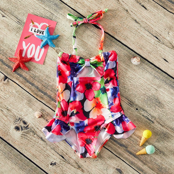 Baby Girl Pretty Colorful Floral Allover Swimsuit