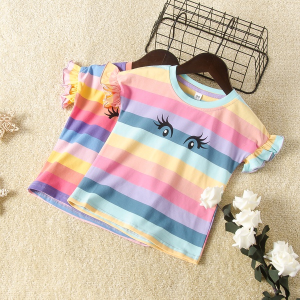 Baby / Toddler Girl Pretty Colorful Striped Tee