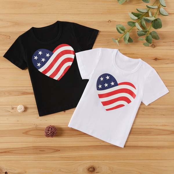 Baby / Toddler Independence Day US Flag Heart Print Tee