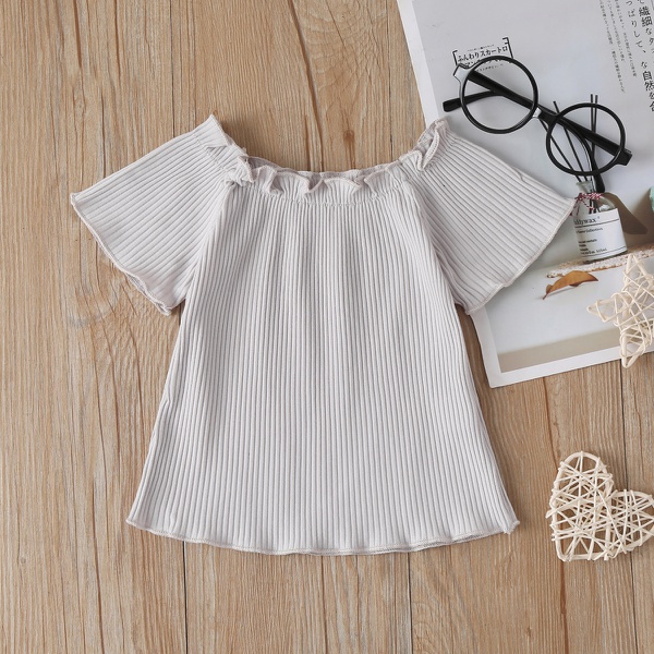 Baby / Toddler Girl Casual Solid Off Shoulder Top