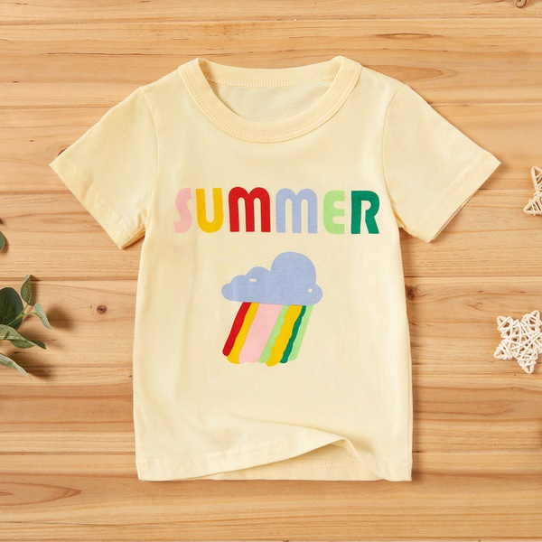 Baby / Toddler Girl Letter Print Colorful Tee