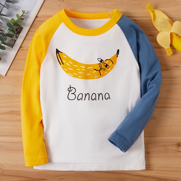 Baby / Toddler Fruit Banana Letter Print Colorblock Long-sleeve Tee
