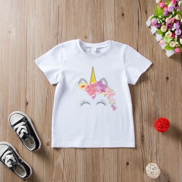 Toddler Girl Adorable Unicorn Print Tee