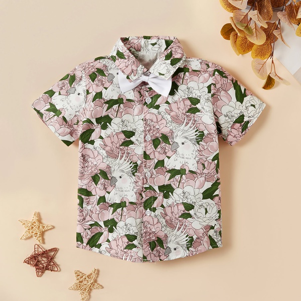 Baby / Toddler Boy Stylish Floral Print Bowknot Shirt