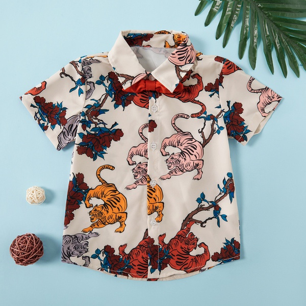 Baby / Toddler Boy Stylish Tiger Print Bowknot Shirt