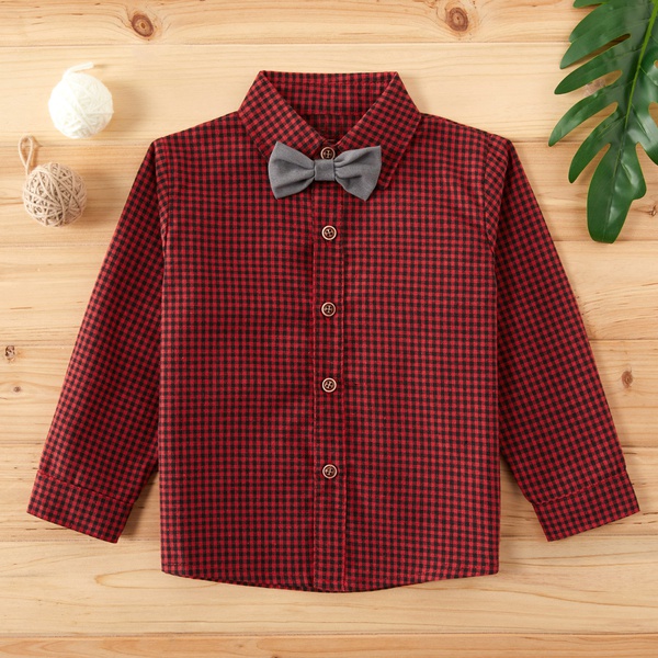 Baby / Toddler Boy Solid Plaid Long-sleeve Shirt