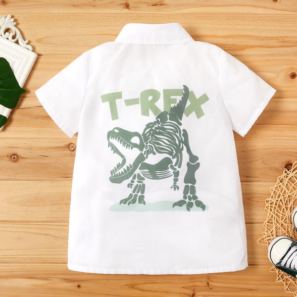 Toddler Boy Dinosaur Letter Print Causal Shirt