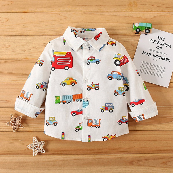 Toddler Boy Adorable Car Allover Long-sleeve Shirt