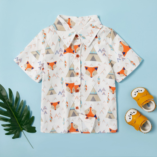 Toddler Boy Adorable Fox Print Shirt