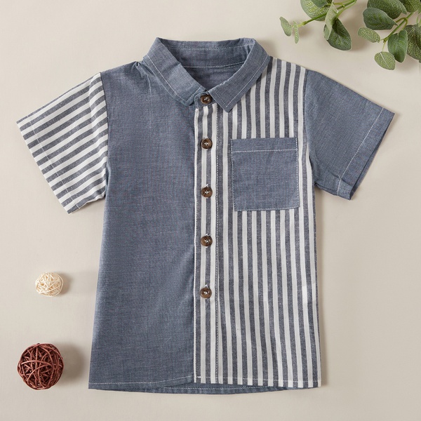 Toddler Boy Stylish Striped Colorblock Shirt