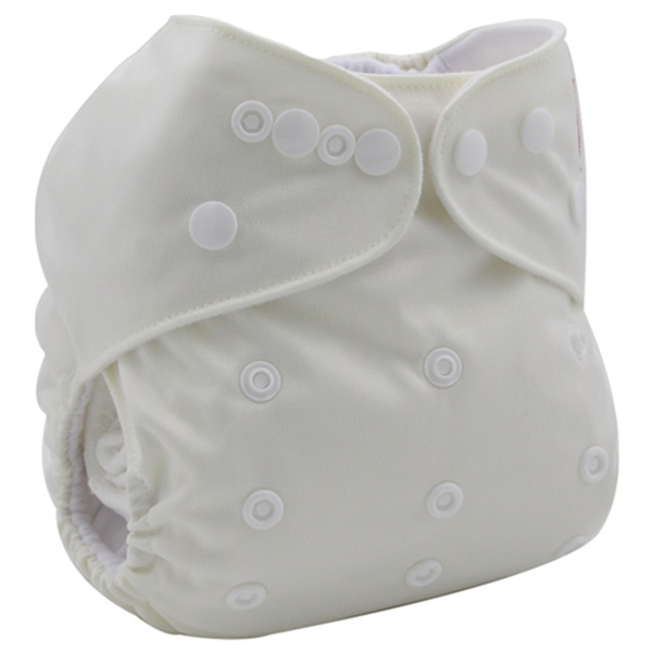 Reusable Adjustable White Cloth Diaper with One Insert