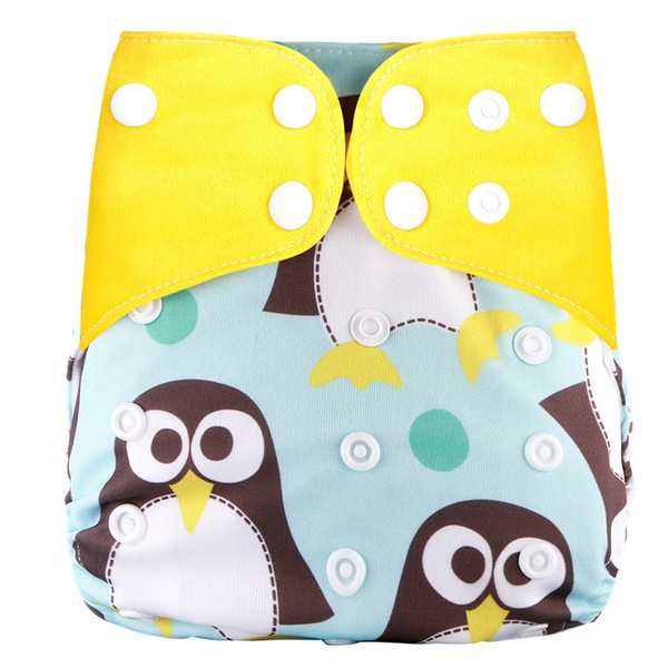 Waterproof Adjustable Penguin Print Cloth Diaper
