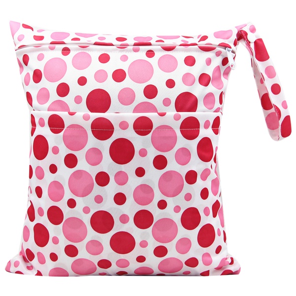 Waterproof Double Pockets Dotted Cloth Diaper Wet/Dry Bags