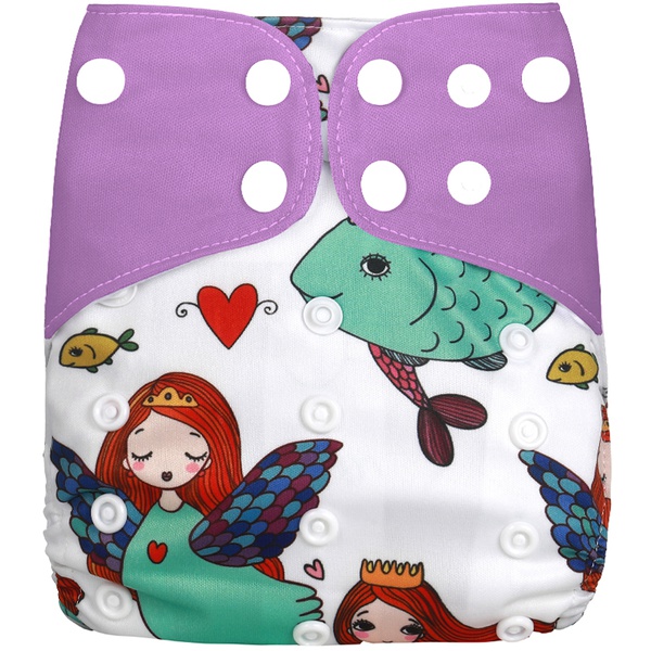Waterproof Adjustable Mermaid Print One Size Baby Cloth Pocket Diaper