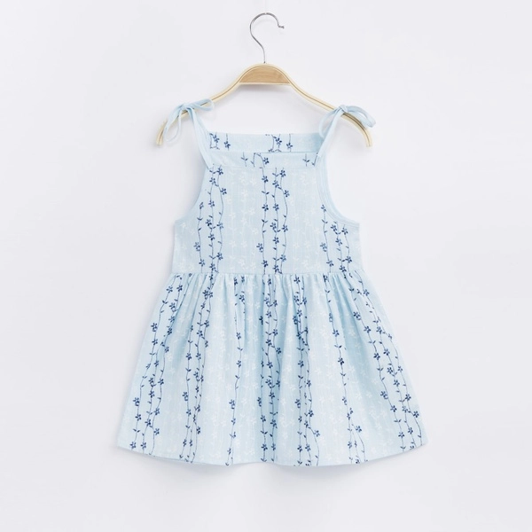 Baby / Toddler Girl Floral Print Adjustable Straps Ruffled Dress