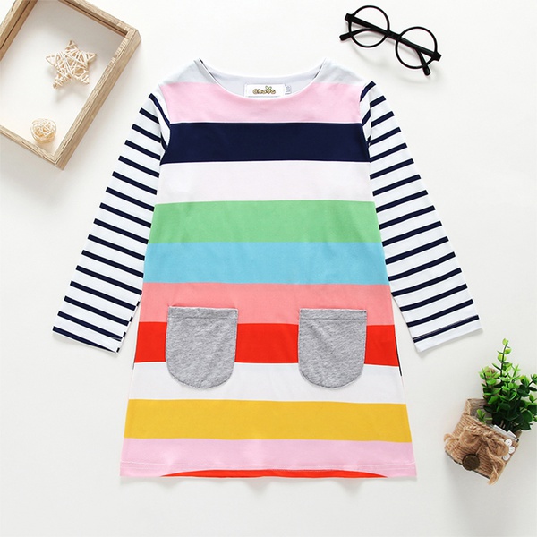 Baby / Toddler Girl Striped Colorful Long-sleeve Dress
