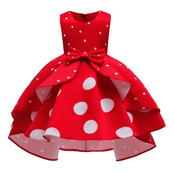 Baby / Toddler Girl Sweet Polka Dots Irregular Short-sleeve Party Dress