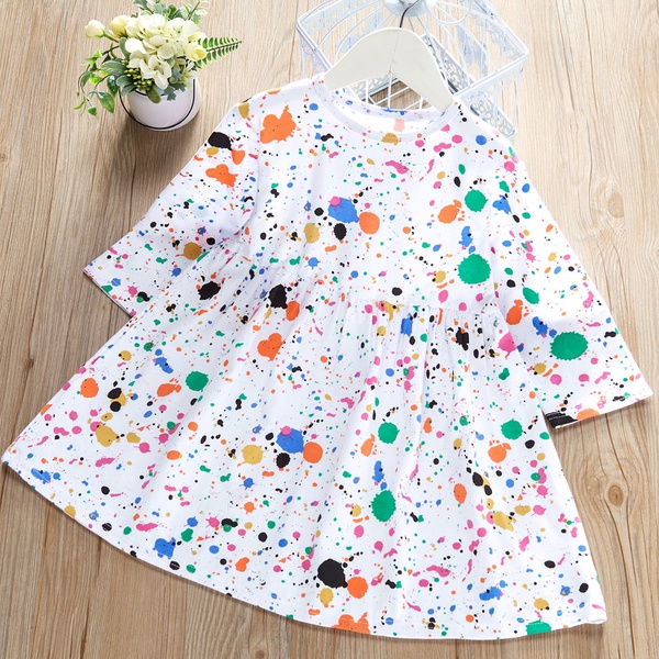 Baby / Toddler Girl Colorful Dotted Long-sleeve Dress