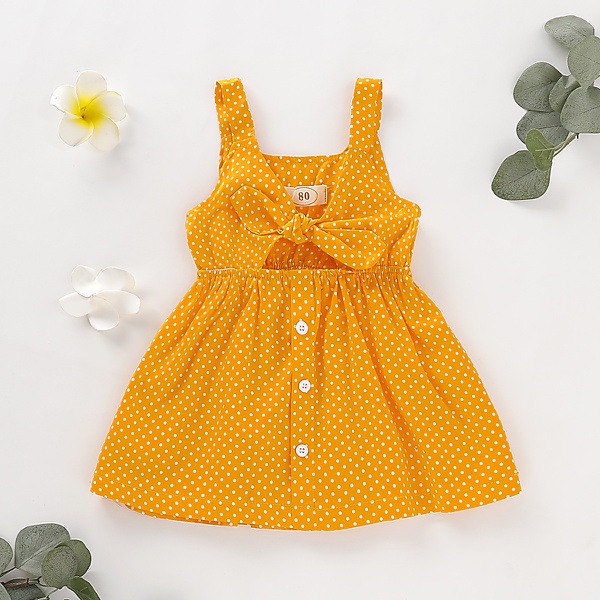 Baby / Toddler Girl Polka Dot Bowknot Decor Sleeveless Dress