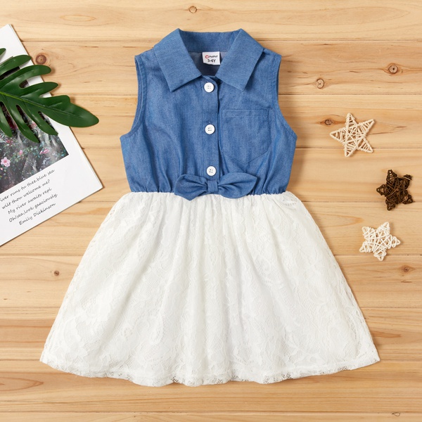 Toddler Girl Pretty Solid Lace Decor Dress