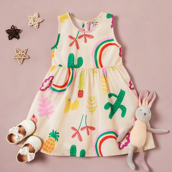 Toddler Girl Adorable Cartoon Print Dress