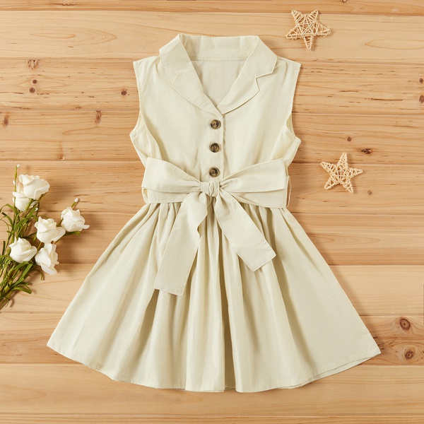 Baby / Toddler Girl Casual Solid Bowknot Dress