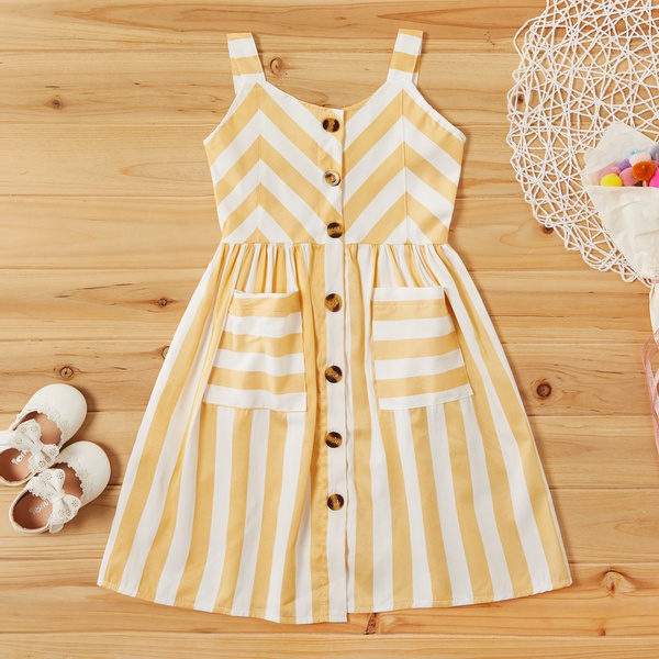 Baby / Toddler Girl Pretty Colorblock Striped Dresses