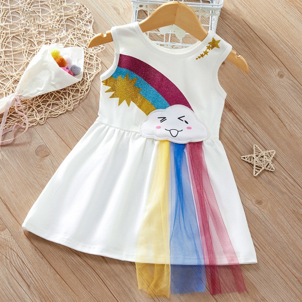 Baby / Toddler Girl Rainbow Mesh Decor Sleeveless Dress