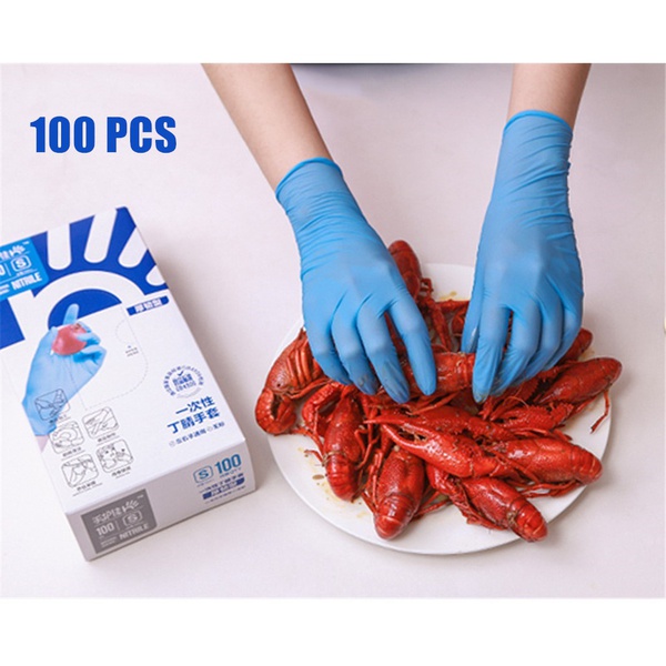 100 Pcs Nitrile Disposable Gloves Powder Free Rubber Latex Free Non Sterile Ambidextrous Comfortable Gloves