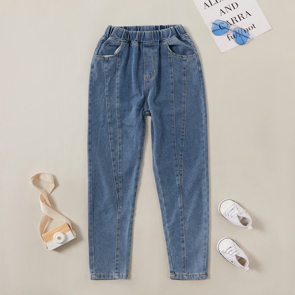 Trendy Line Design Solid Harem Jeans