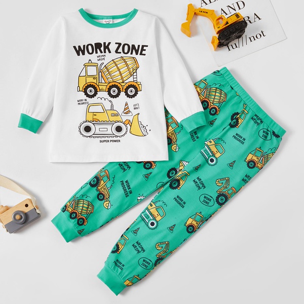 Fashionable Bulldozer Letter Print Sweatshirt and Allover Pants Set
