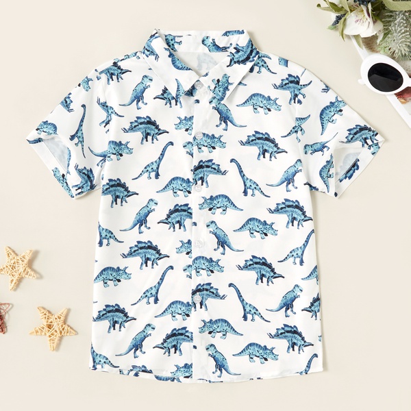 Stylish Dinosaur Allover Print Polo Shirt