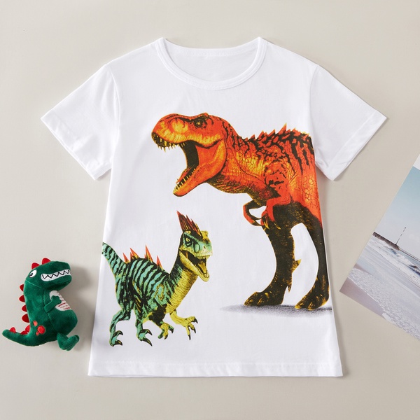 Casual Animal Dino Print Short-sleeve Tee