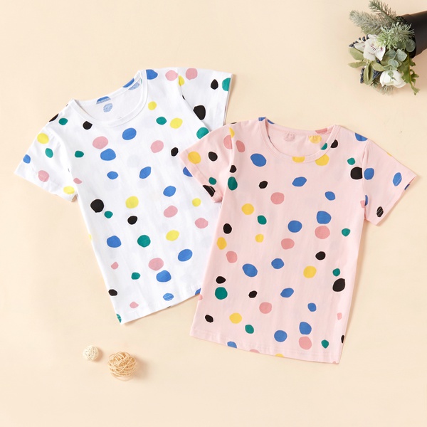 Fashionable Polka Dots Print Short-sleeve Tee