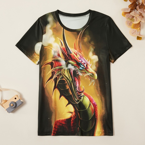 Stylish Devil Dragon Print Tee