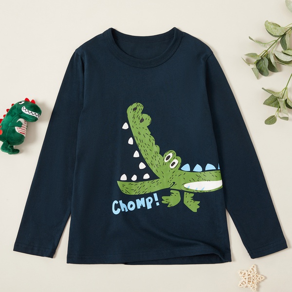 Trendy Crocodile Print Long-sleeve Tee