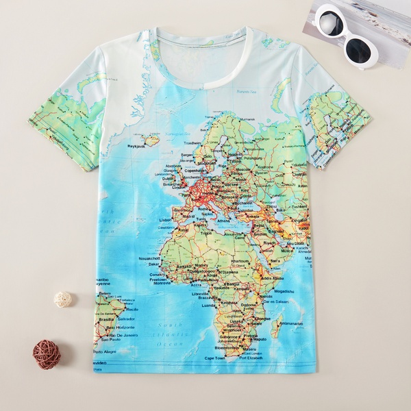 Stylish World Map Print Tee