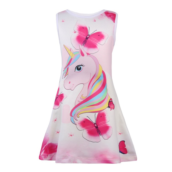 Beautiful Unicorn and Butterfly Pattern Sleeveless Dress