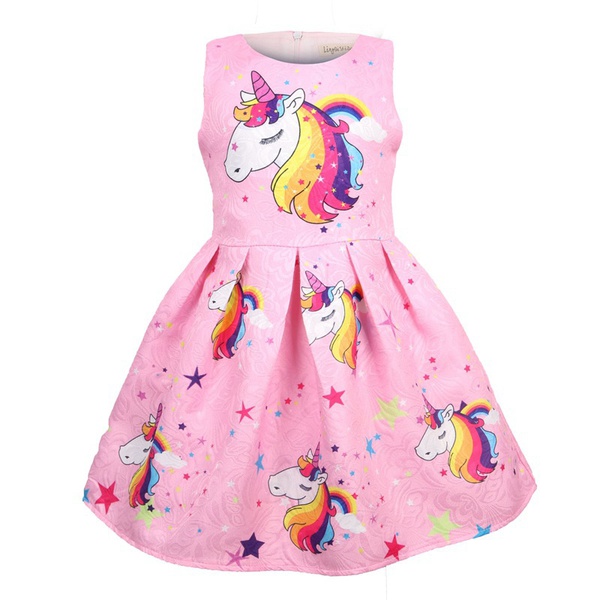 Adorable Unicorn Pattern Sleeveless Dress
