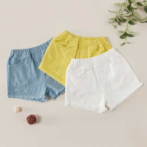 Fashionable Solid Denim Tasseled Shorts