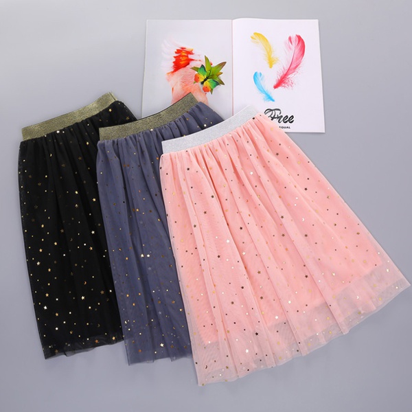 Fashionable Solid Sequined Decor Mesh Skirts