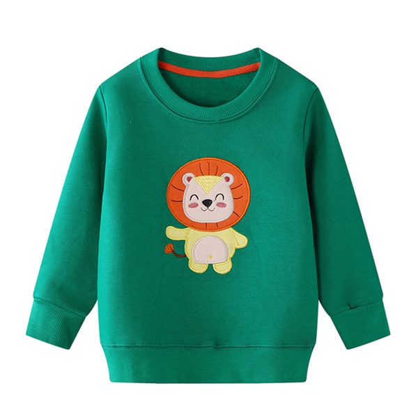 Trendy Cartoon Lion Embroidered Sweatshirt