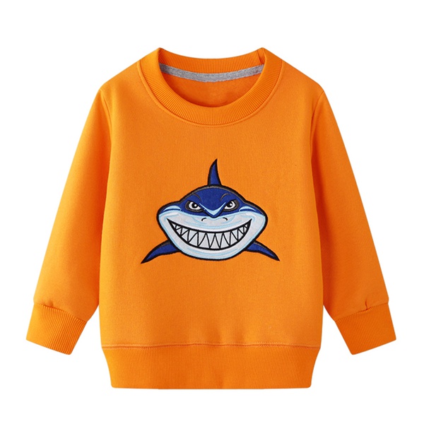 Fashionable Cartoon Shark Embroidered Sweatshirt