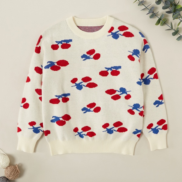 Beautiful Cherry Print Allover Sweater