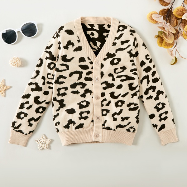 Stylish Leopard Print Button Sweater Cardigan